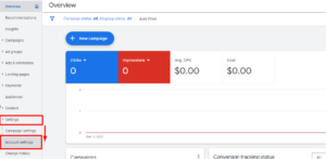 Google Ads account settings