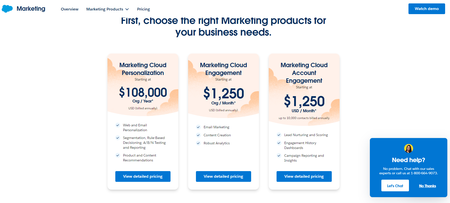Salesforce pricing page