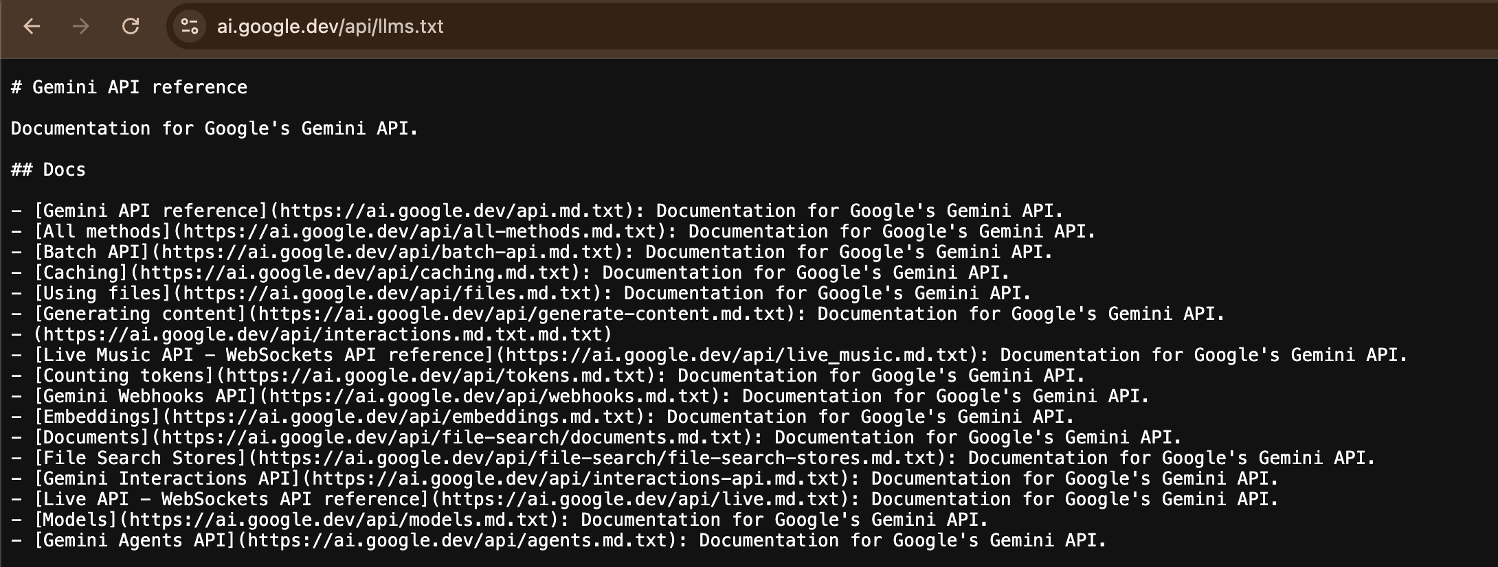 googles site uses llms txt